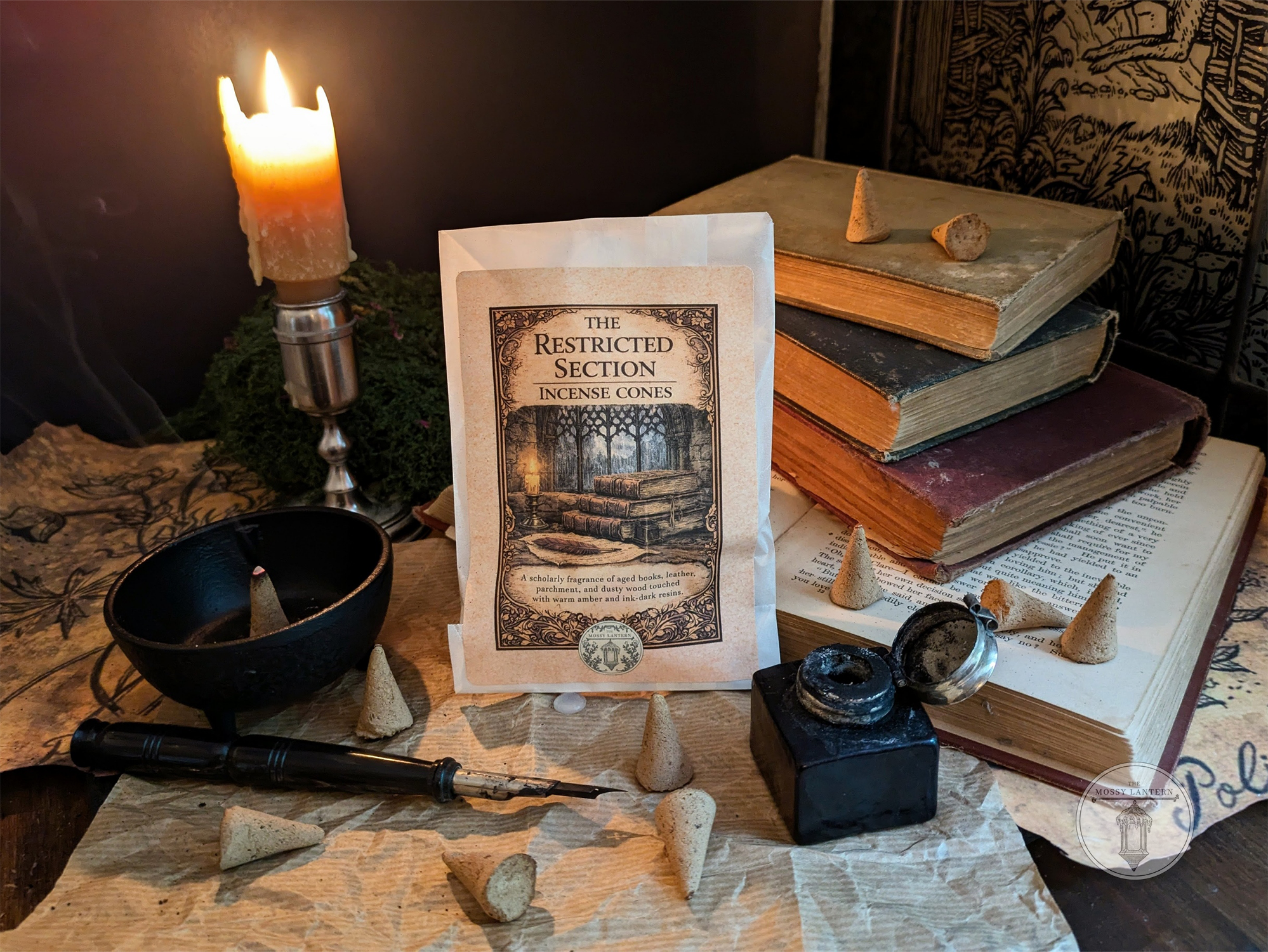 The Restricted Section (Frankincense + Patchouli + Black Tea) Natural Incense Cones