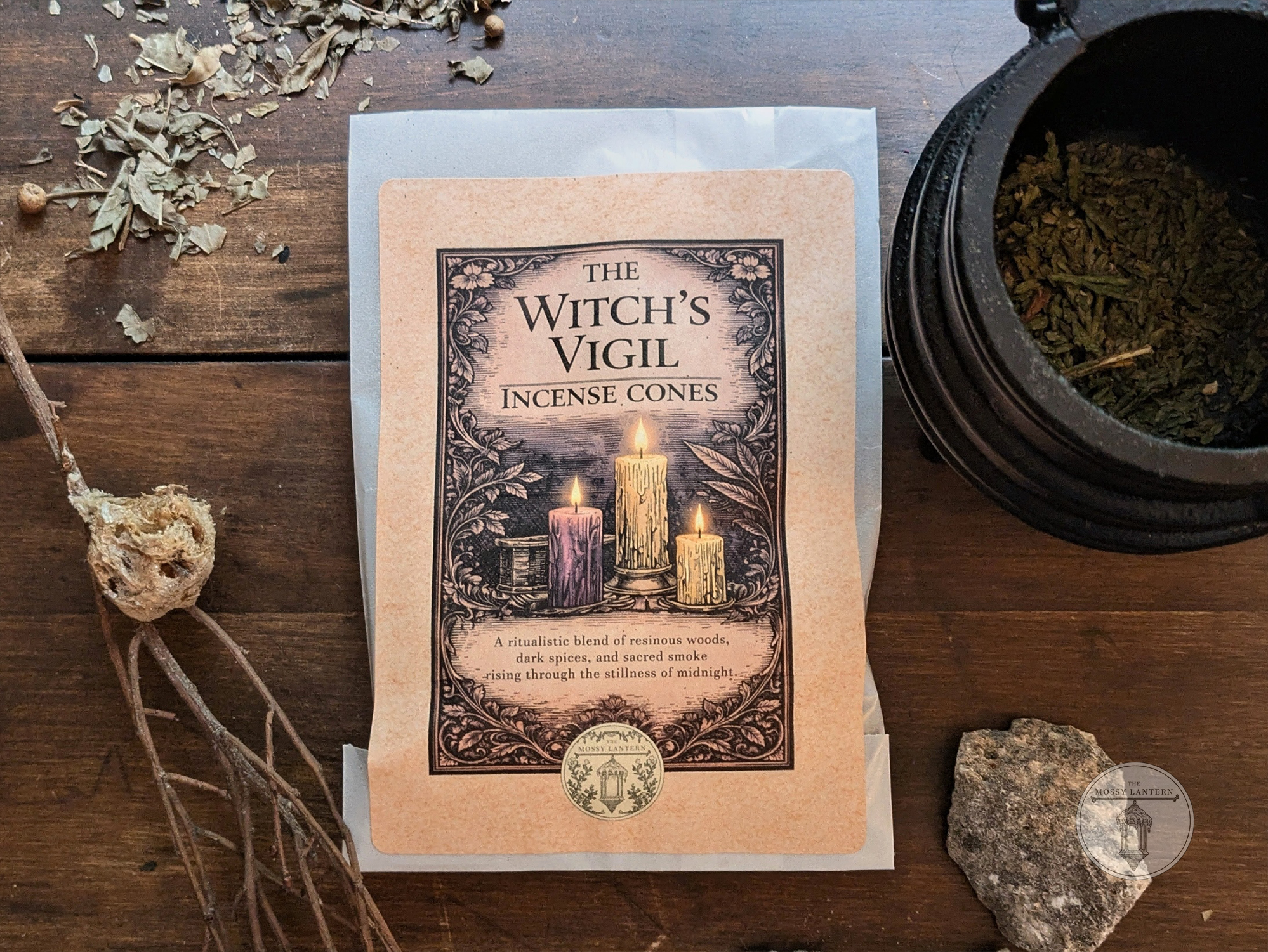 The Witch's Vigil (Cypress + Oakmoss + Frankincense) Natural Incense Cones