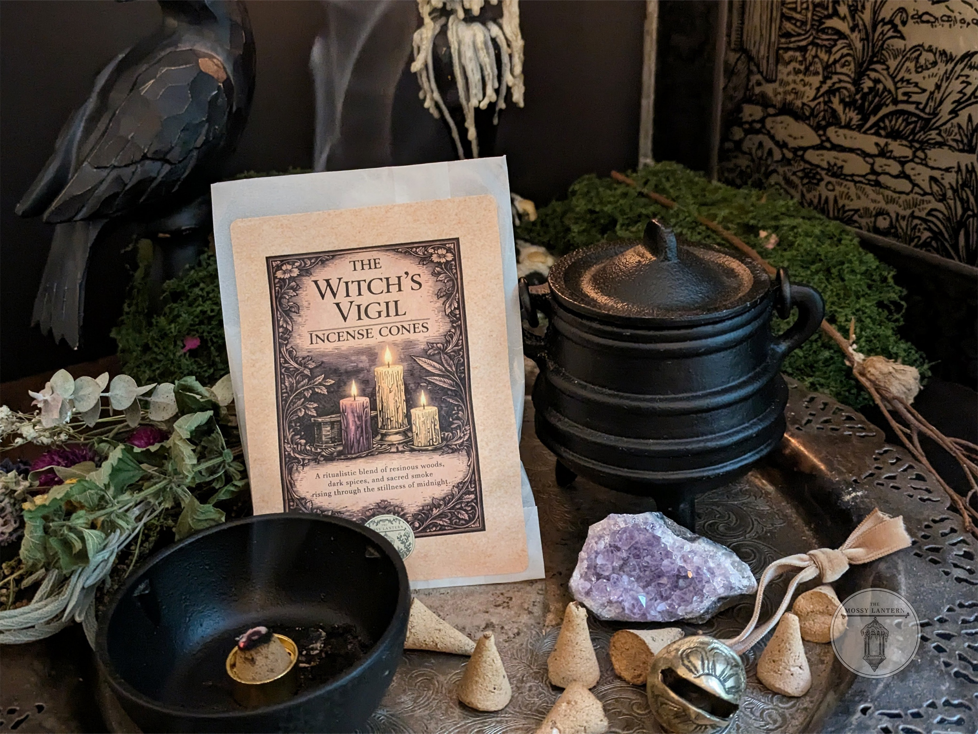 The Witch's Vigil (Cypress + Oakmoss + Frankincense) Natural Incense Cones
