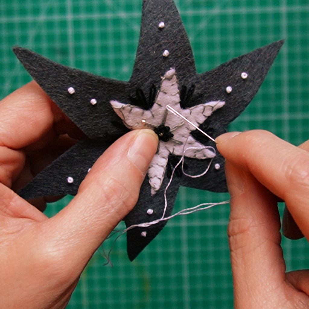 Guiding Star: Stone - Wool Felt Embroidery Ornament Kit - DIY Star Ornament