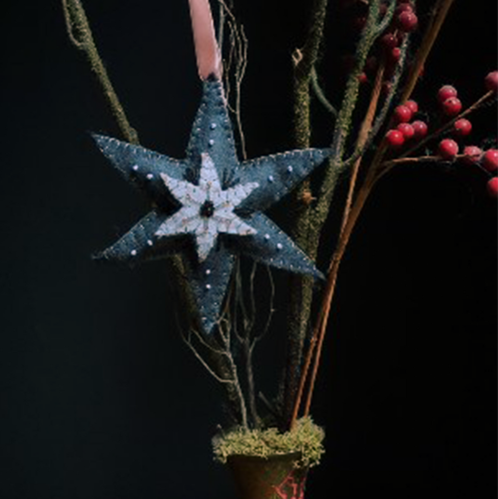 Guiding Star: Stone - Wool Felt Embroidery Ornament Kit - DIY Star Ornament