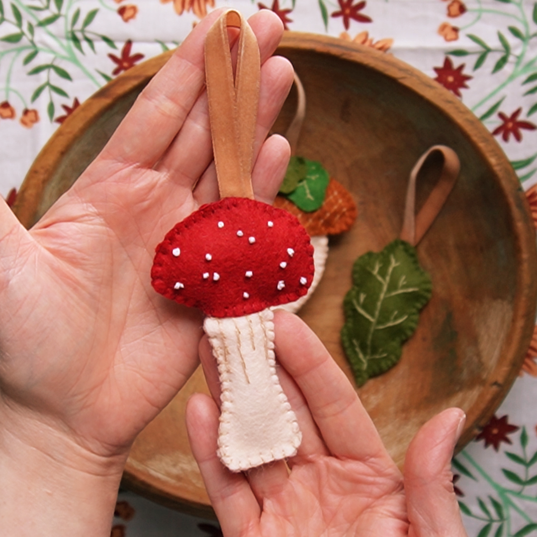 Woodland Trio Wool Felt Embroidery Ornament Kit - 3 DIY Felt Ornaments