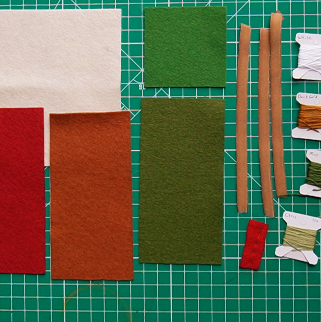 Woodland Trio Wool Felt Embroidery Ornament Kit - 3 DIY Felt Ornaments