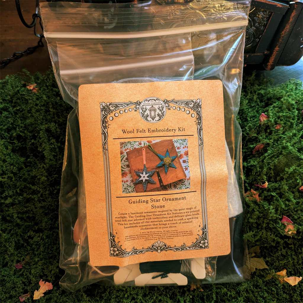 Guiding Star: Stone - Wool Felt Embroidery Ornament Kit - DIY Star Ornament