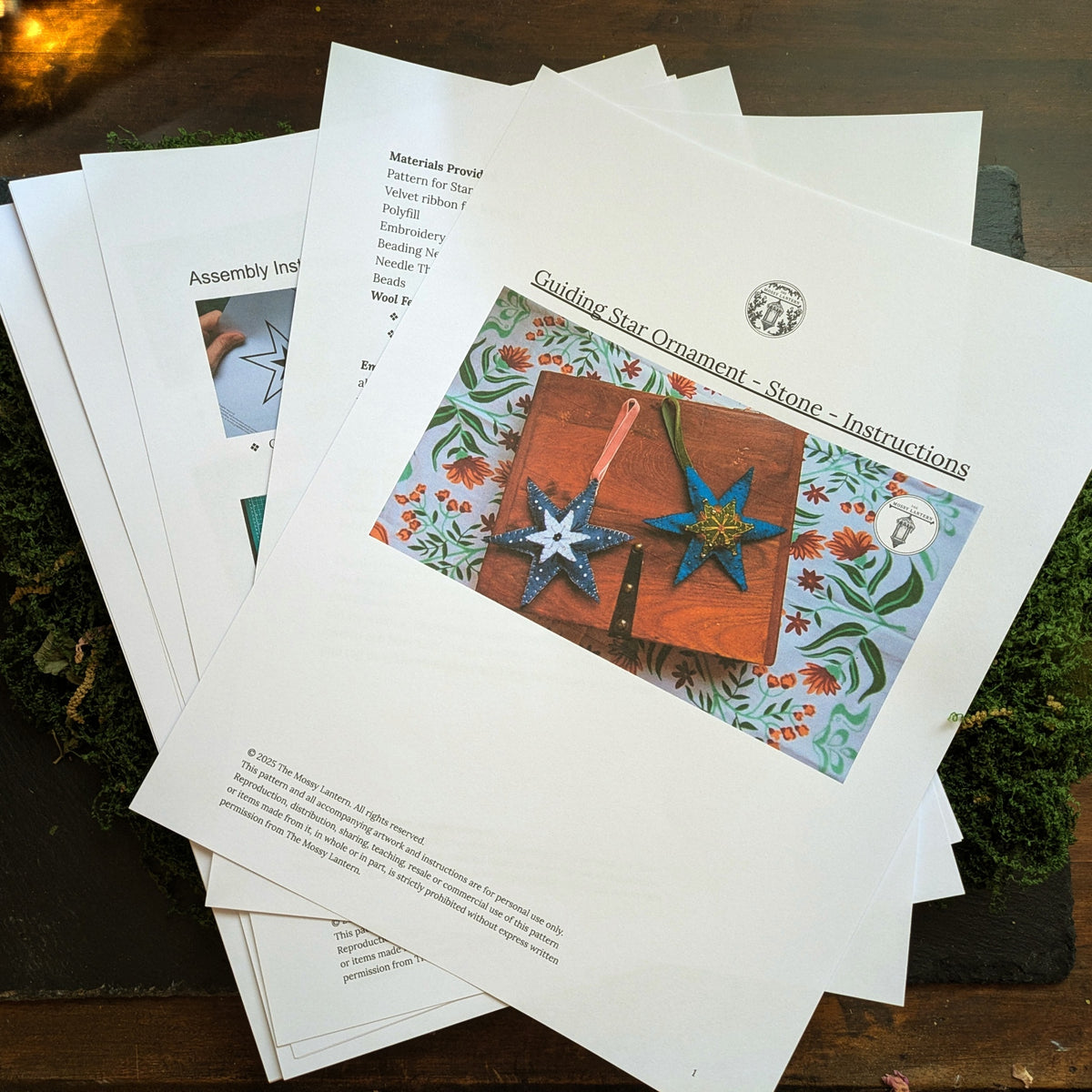 Guiding Star: Stone - Wool Felt Embroidery Ornament Kit - DIY Star Ornament