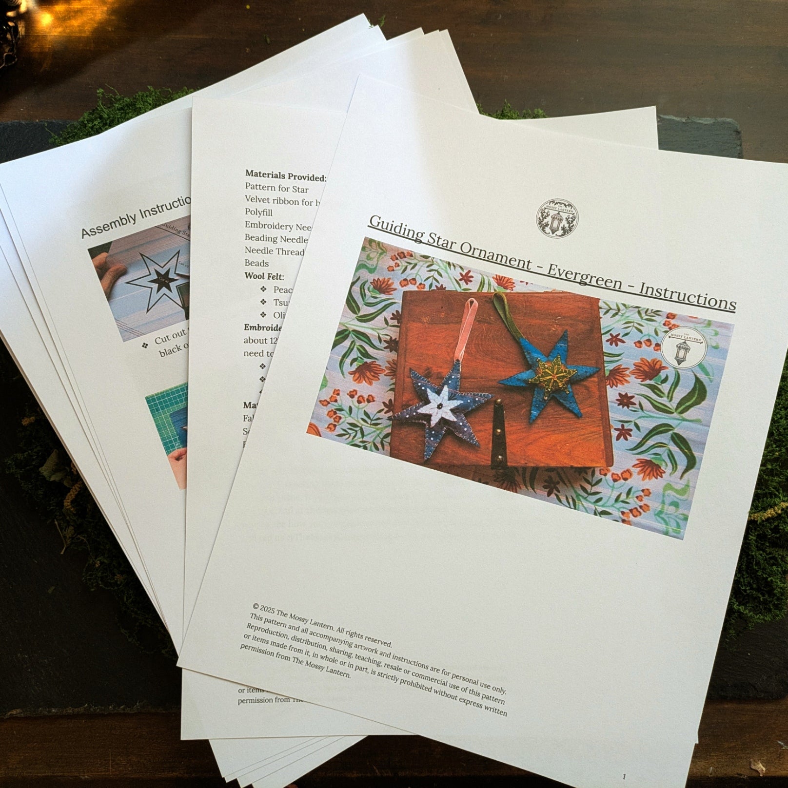 Guiding Star: Evergreen - Wool Felt Embroidery Ornament Kit - DIY Star Ornament