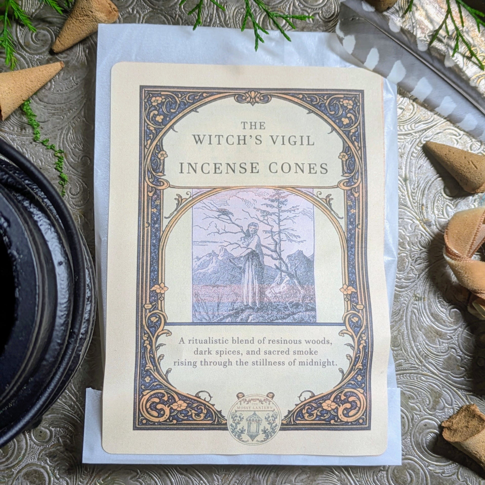 The Witch's Vigil (Cypress + Oakmoss + Frankincense) Natural Incense Cones