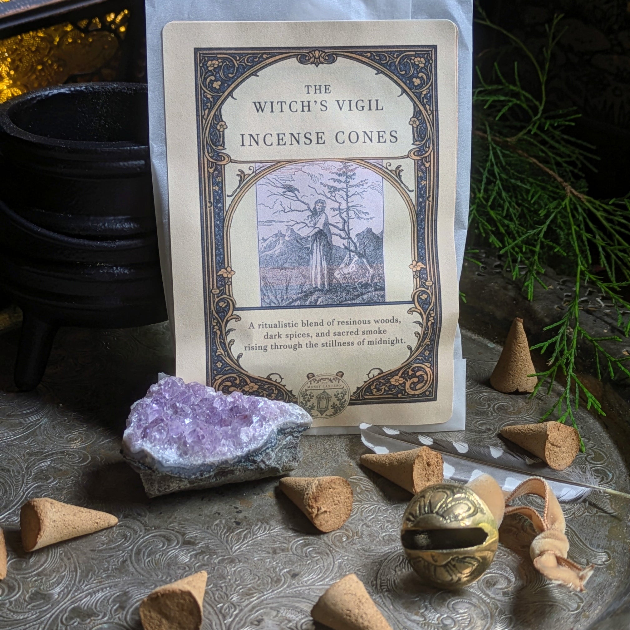 The Witch's Vigil (Cypress + Oakmoss + Frankincense) Natural Incense Cones