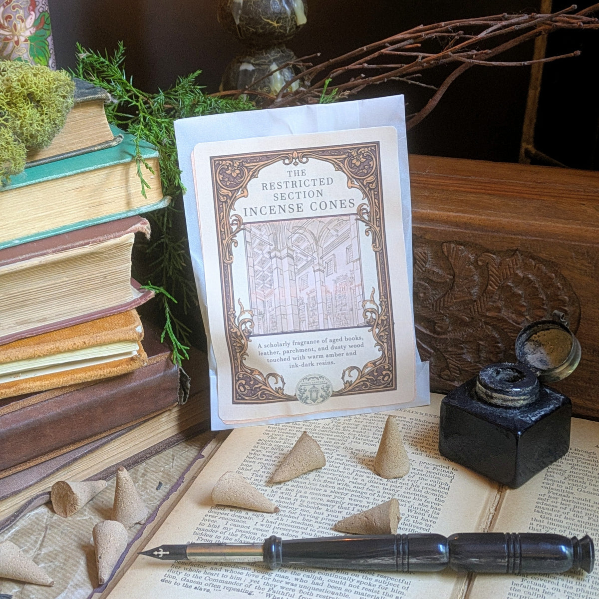 The Restricted Section (Frankincense + Patchouli + Black Tea) Natural Incense Cones
