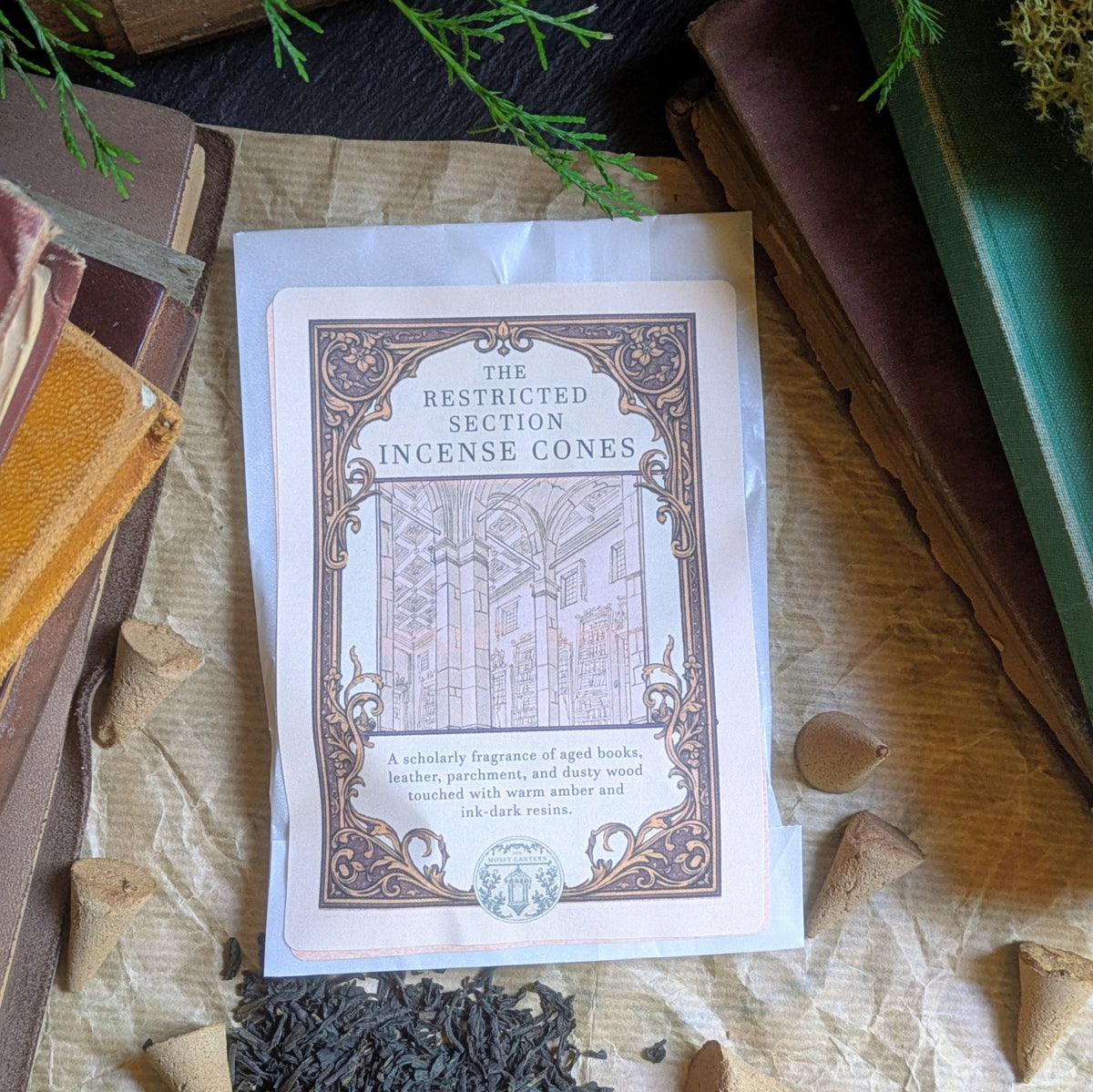The Restricted Section (Frankincense + Patchouli + Black Tea) Natural Incense Cones