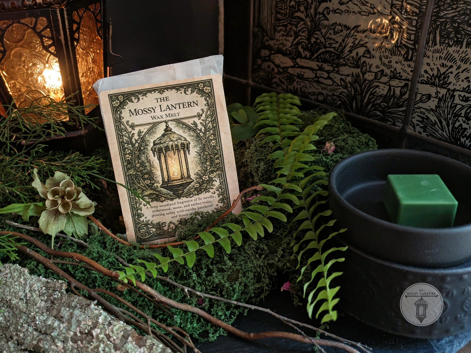 The Mossy Lantern (Moss + Cypress+ Amber) Wax Melts